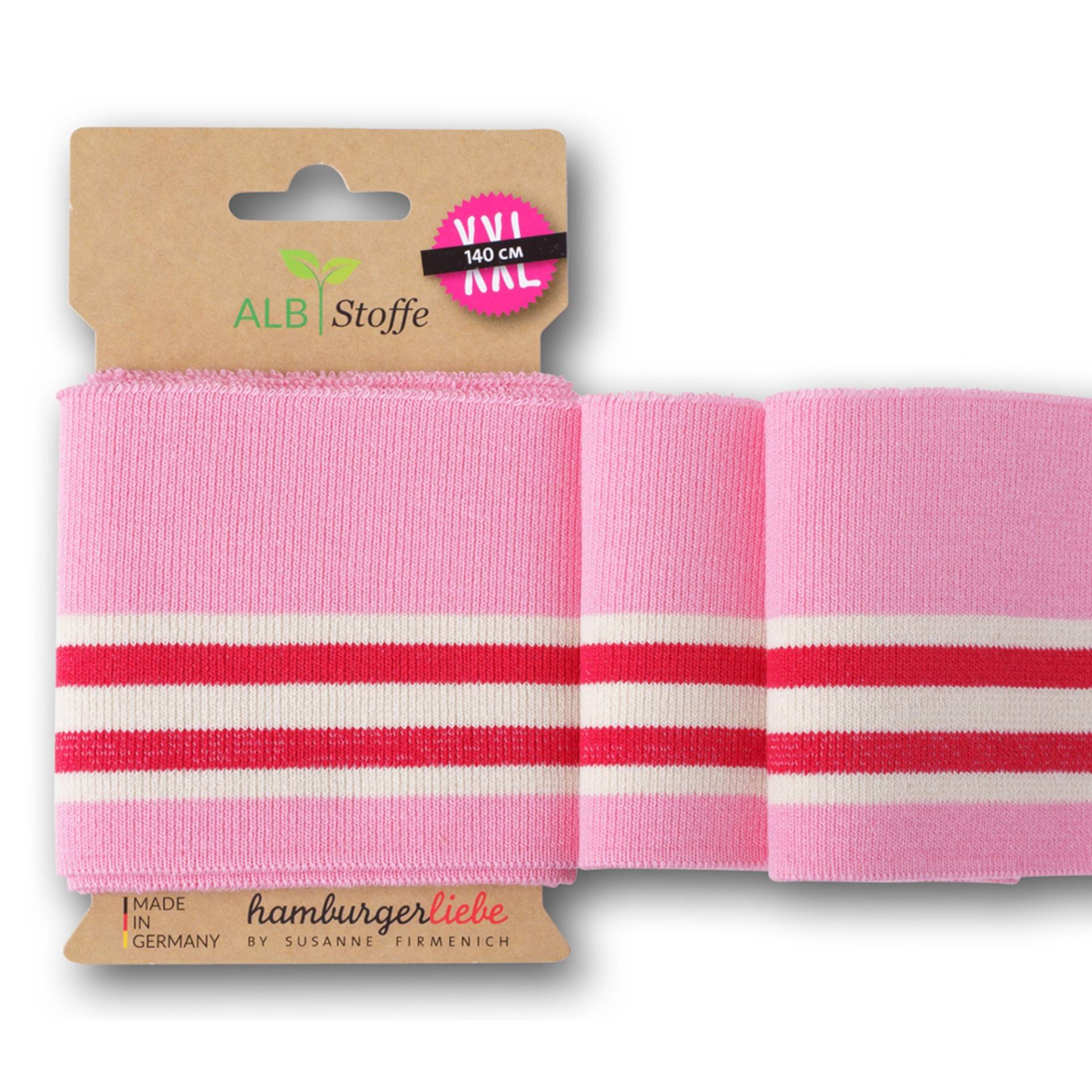 Cuff me College Albstoffe Hamburger Liebe Sakura Bio Bündchen XXL, rosa - pink von Stoffe Hemmers