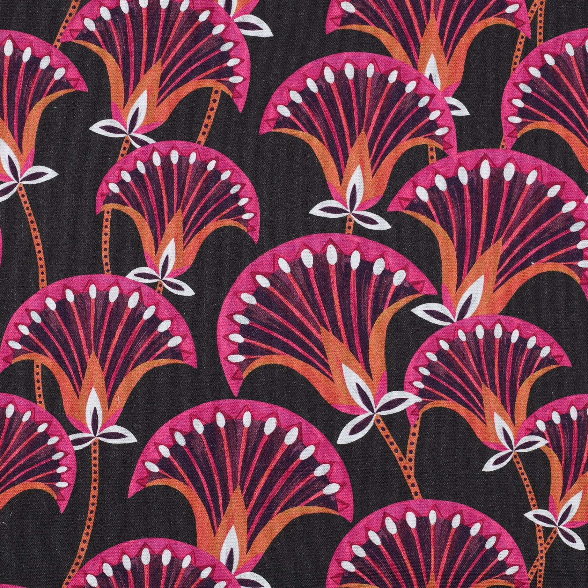 Dekostoff Canvas Beautiful Flowers, braun von Stoffe Hemmers