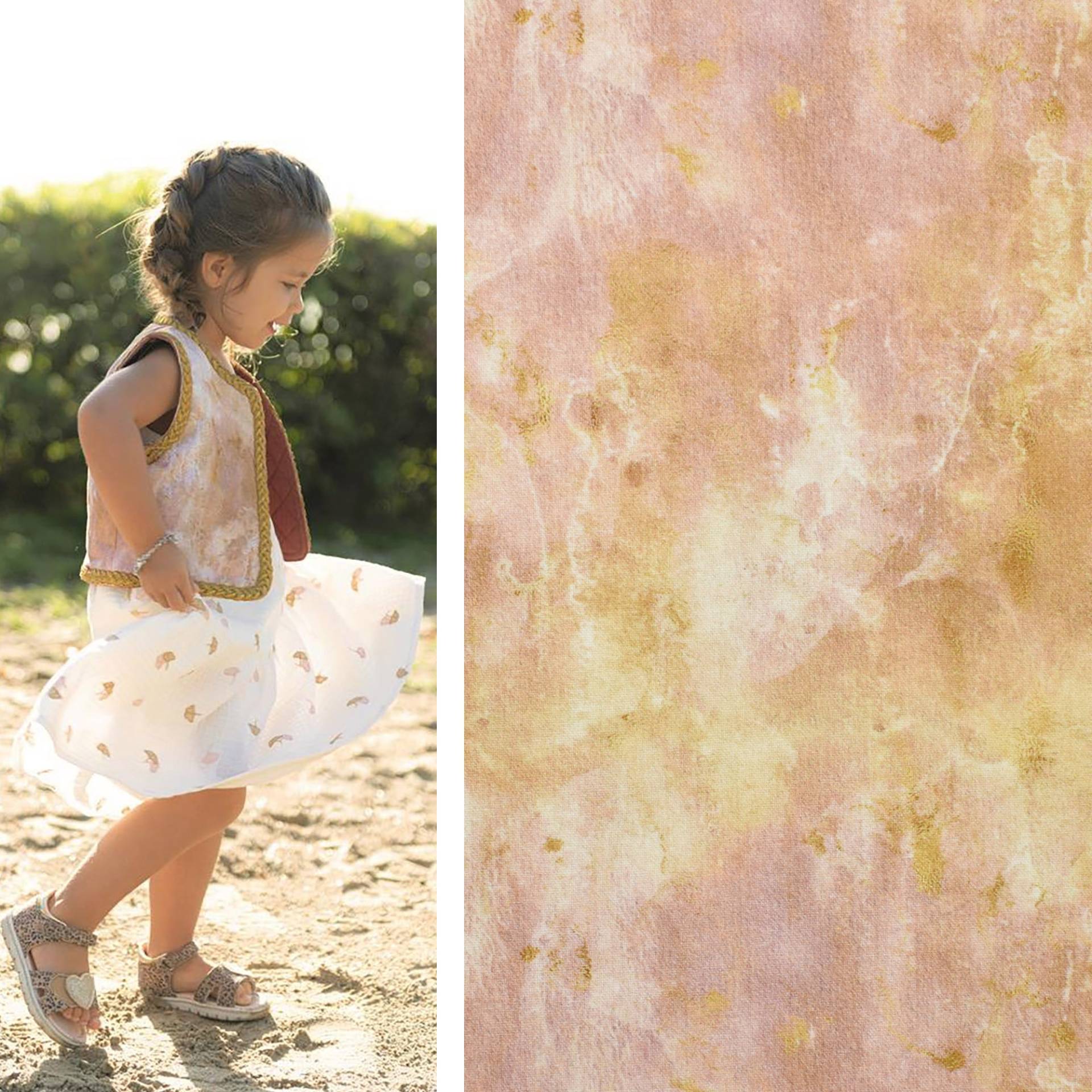 Dekostoff Canvas Marmor Poppy, rosé von Stoffe Hemmers