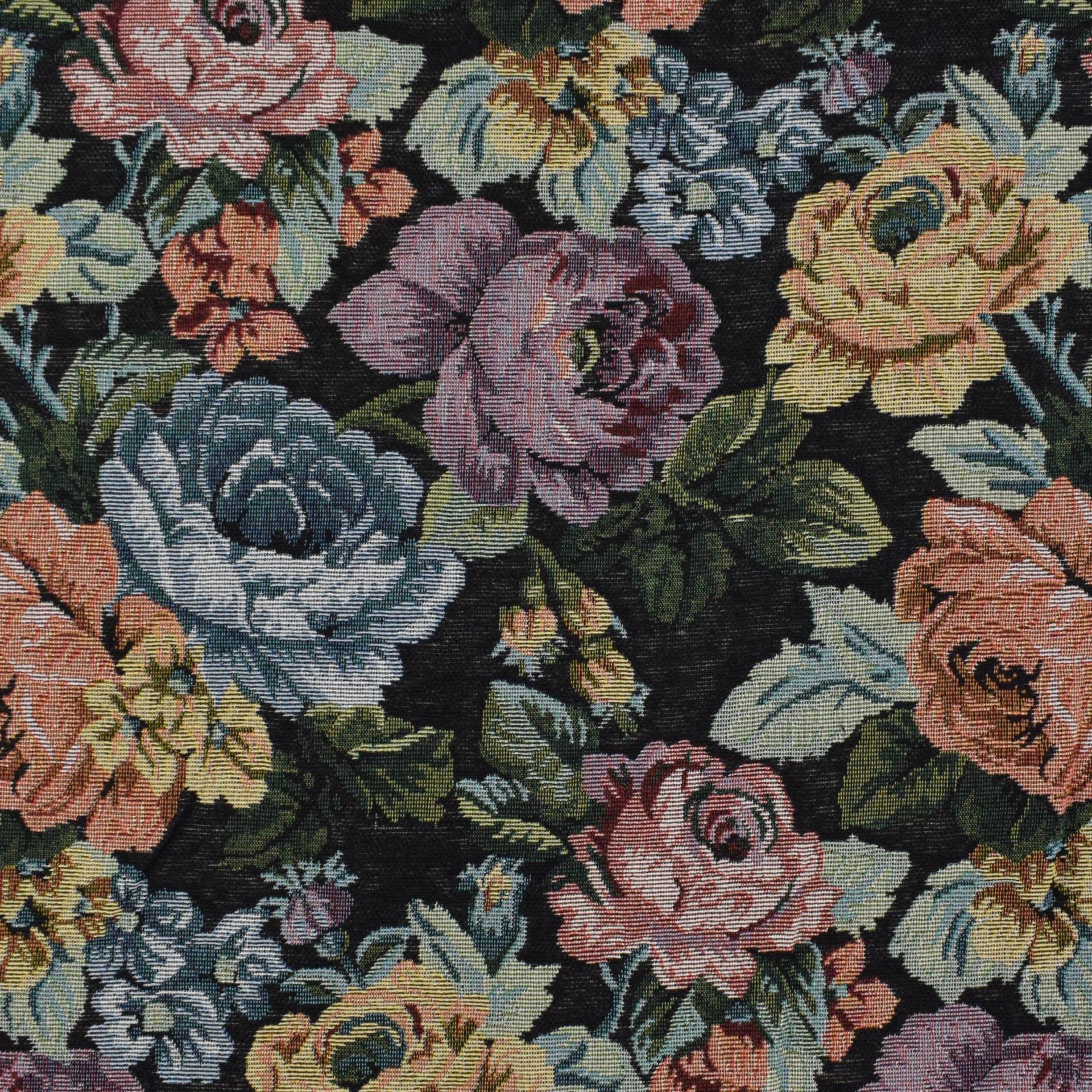 Dekostoff Gobelin Roses, schwarz von Stoffe Hemmers
