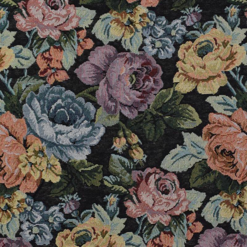 Dekostoff Gobelin Roses, schwarz von Stoffe Hemmers