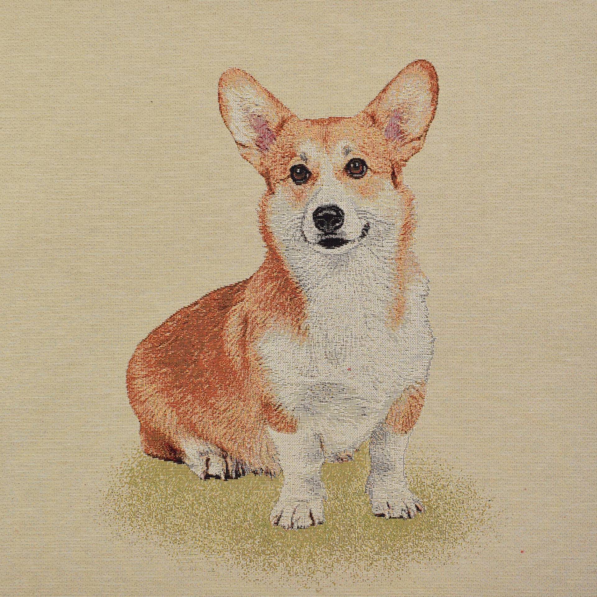 Dekostoff Gobelinstoff Corgi Dog Panel, 46 x 46 cm von Stoffe Hemmers