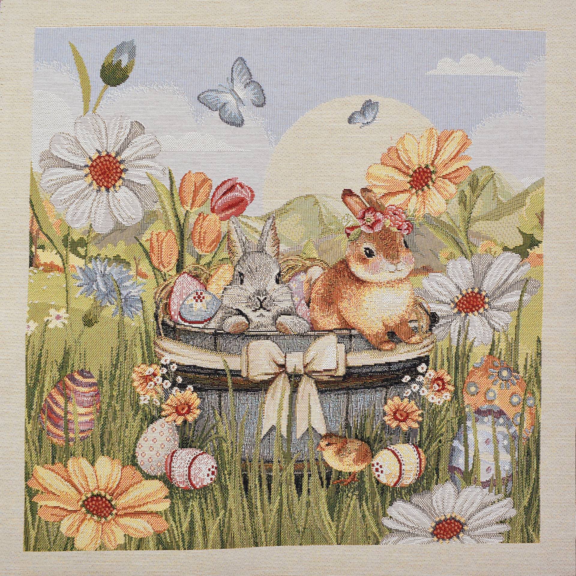 Dekostoff Gobelinstoff Floral Easter Bunny Panel, 46 x 46 cm von Stoffe Hemmers