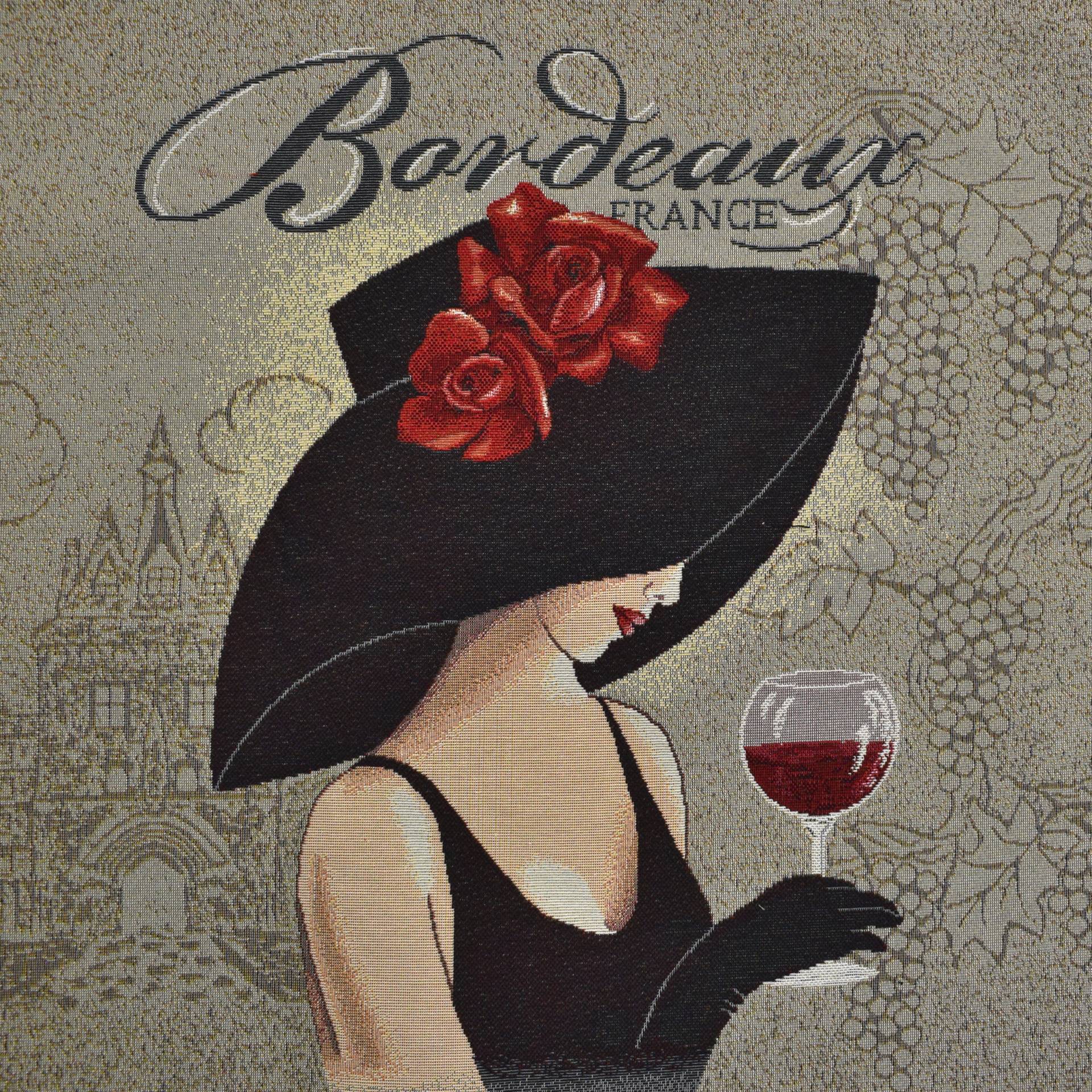 Dekostoff Gobelinstoff Panel Bordeaux France, 46 x 46 cm von Stoffe Hemmers