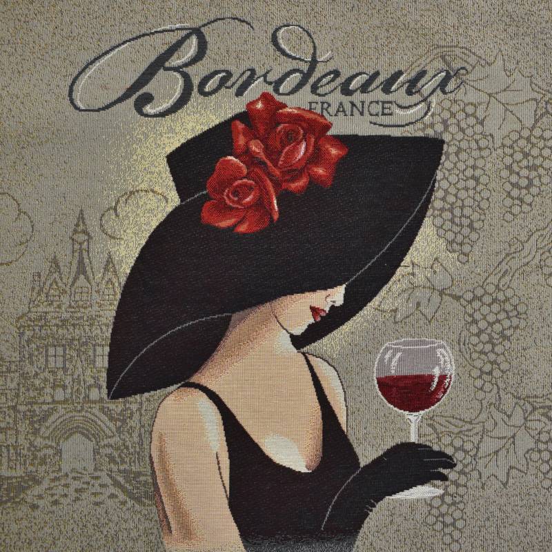 Dekostoff Gobelinstoff Panel Bordeaux France, 46 x 46 cm von Stoffe Hemmers