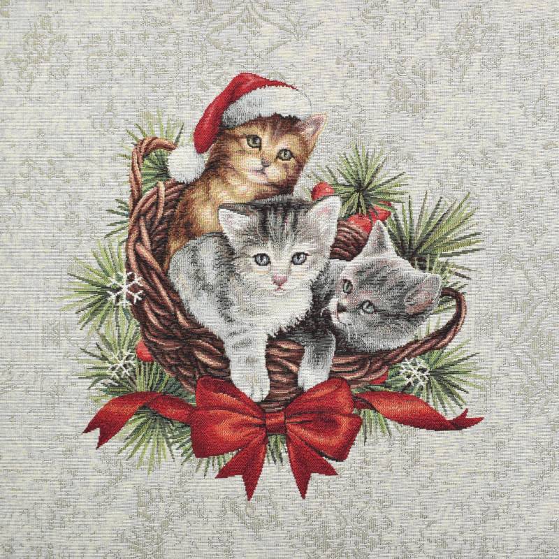 Dekostoff Gobelinstoff Panel Christmas Cats, 46 x 46 cm von Stoffe Hemmers