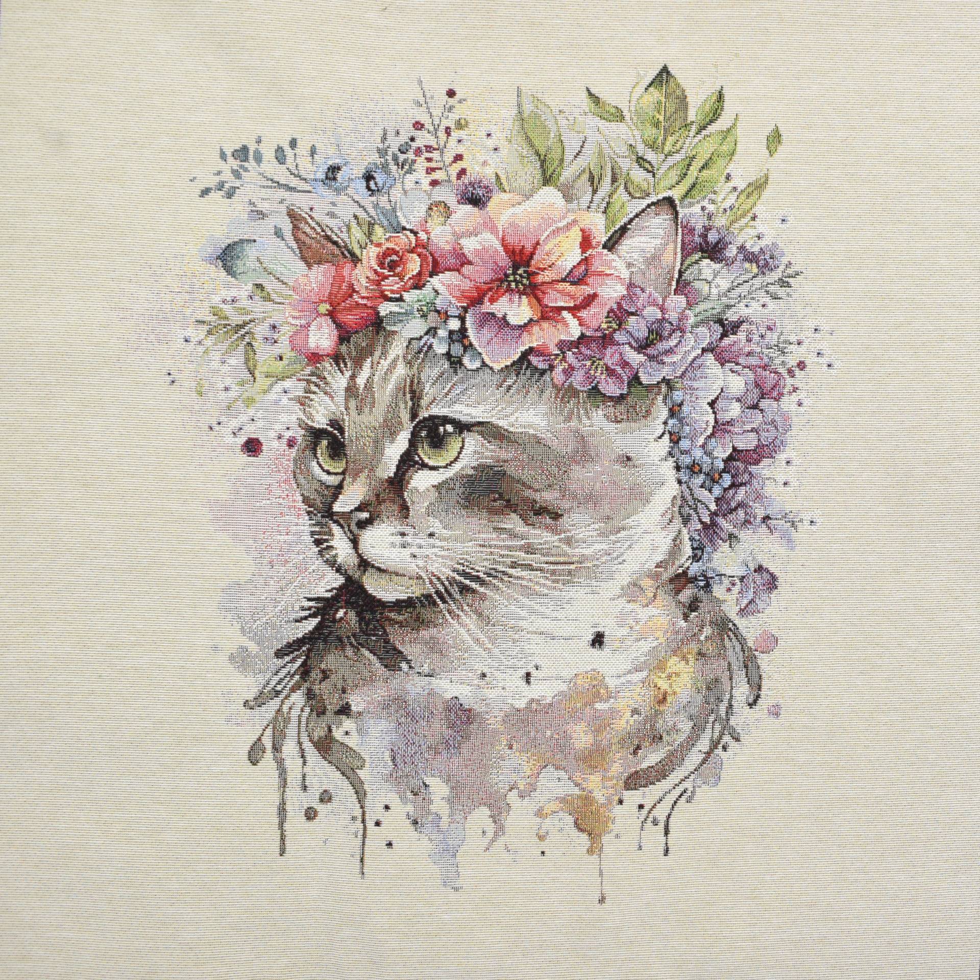 Dekostoff Gobelinstoff Panel Flower Cat, 46 x 46 cm Dekostoff Gobelinstoff Panel Flower Cat, 46 x 46 cm von Stoffe Hemmers
