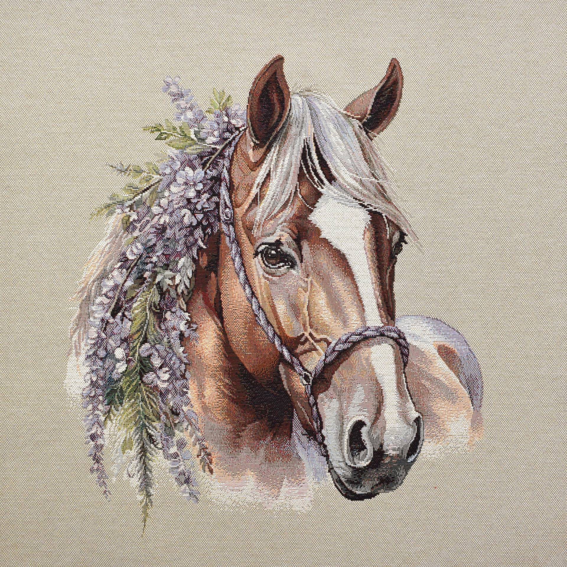 Dekostoff Gobelinstoff Panel Flower Horse, 46 x 46 cm von Stoffe Hemmers