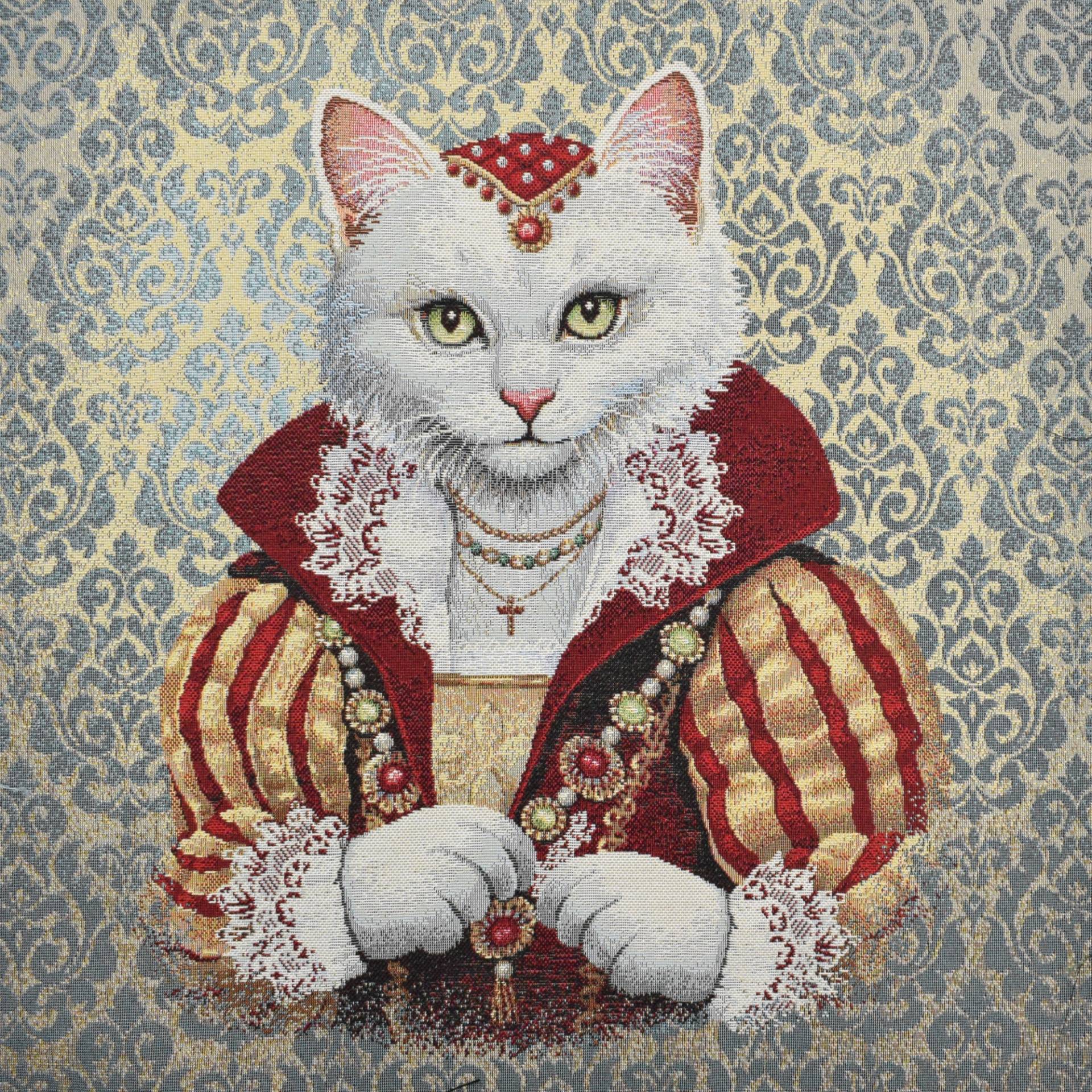 Dekostoff Gobelinstoff Panel Lady Cat, 46 x 46 cm von Stoffe Hemmers