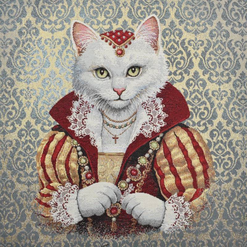 Dekostoff Gobelinstoff Panel Lady Cat, 46 x 46 cm von Stoffe Hemmers