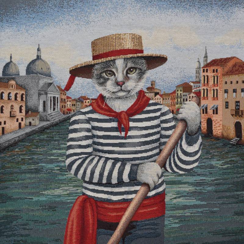 Dekostoff Gobelinstoff Panel Venice Cat, 46 x 46 cm von Stoffe Hemmers