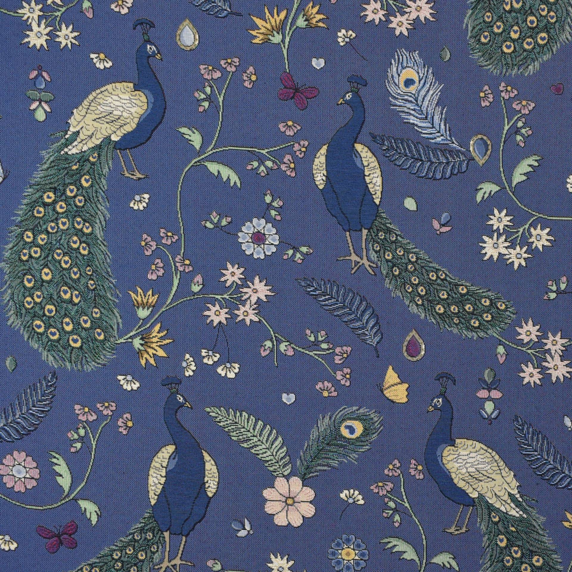 Dekostoff Gobelinstoff Peacock Garden, blau Dekostoff Gobelinstoff Peacock Garden, blau von Stoffe Hemmers
