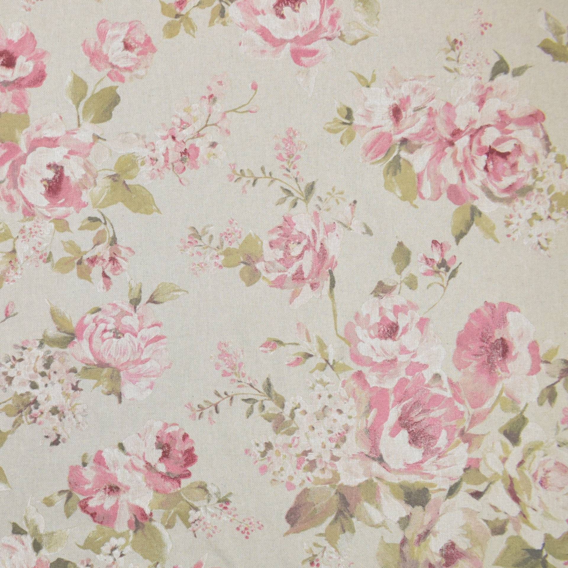Dekostoff Halbpanama Big Roses, natur Dekostoff Halbpanama Big Roses, natur von Stoffe Hemmers