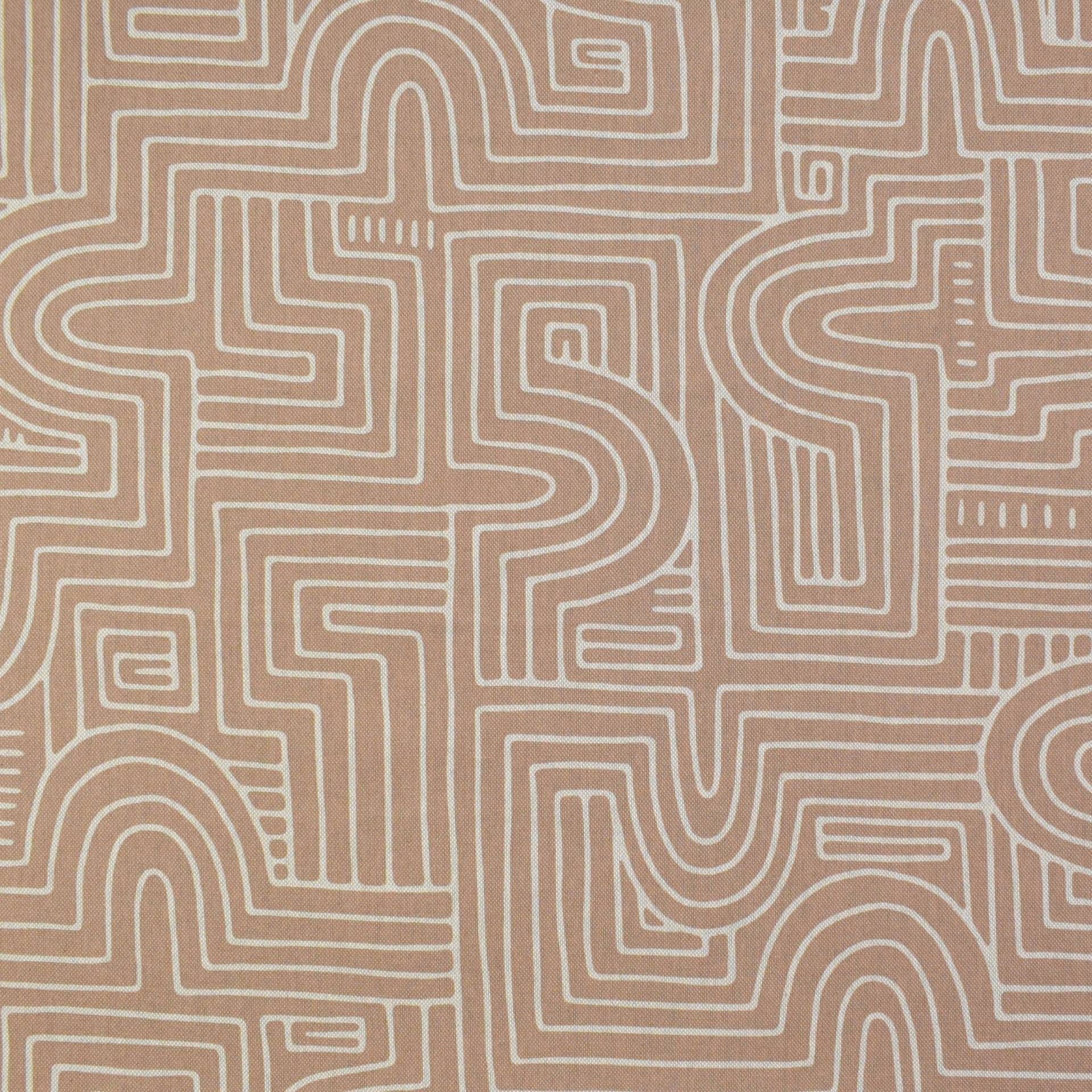 Dekostoff Halbpanama Curve Maze Line , hellbraun von Stoffe Hemmers