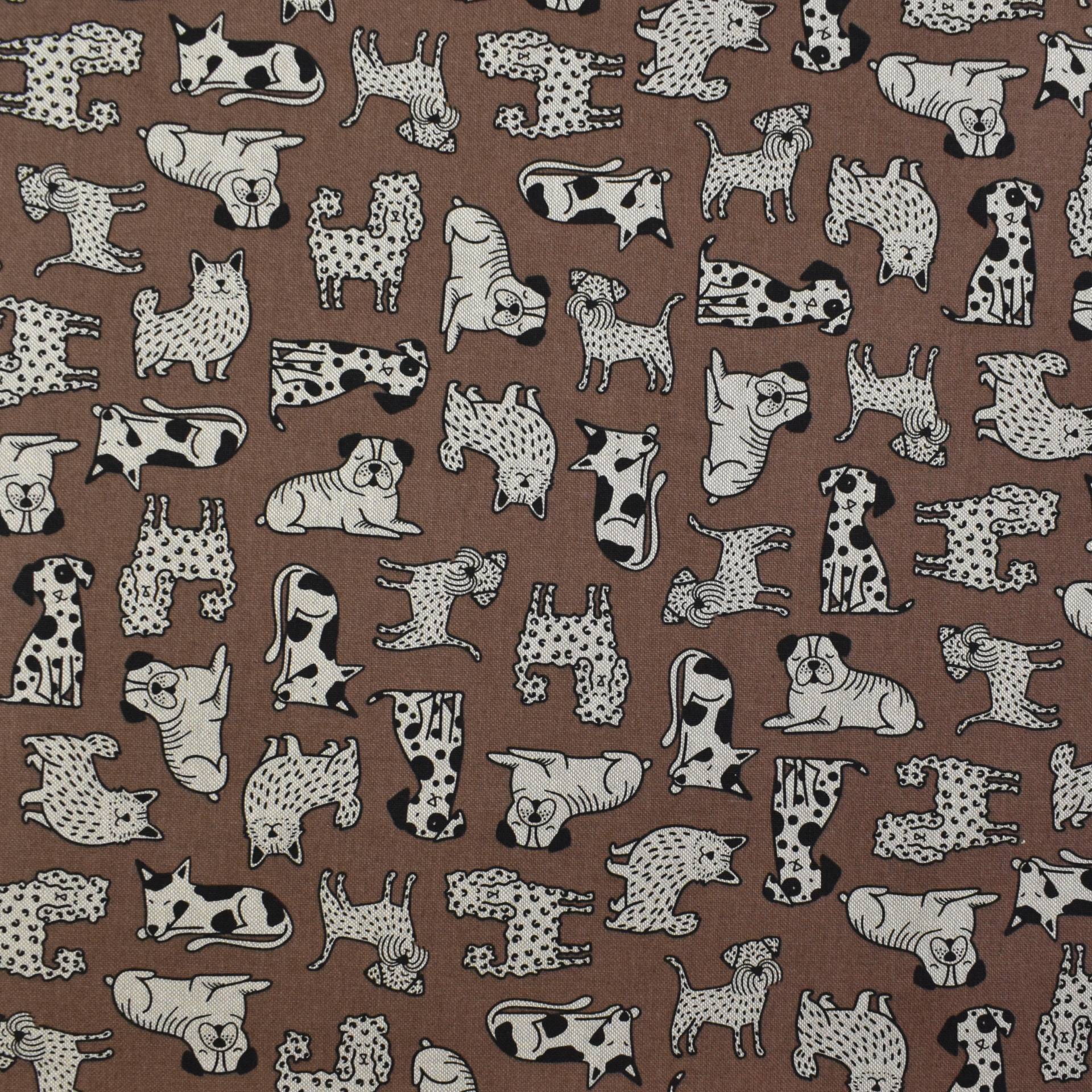 Dekostoff Halbpanama Dog Wildlife Art, braun von Stoffe Hemmers