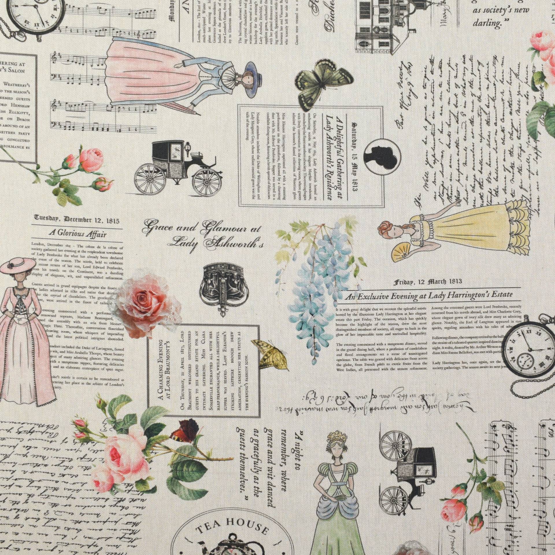 Dekostoff Halbpanama Fashion Newspaper von Stoffe Hemmers