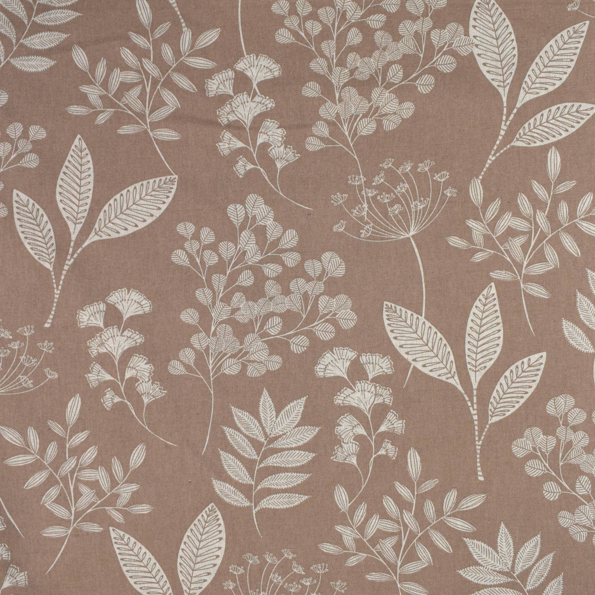 Dekostoff Halbpanama Floral Branches, hellbraun Dekostoff Halbpanama Floral Branches, hellbraun von Stoffe Hemmers