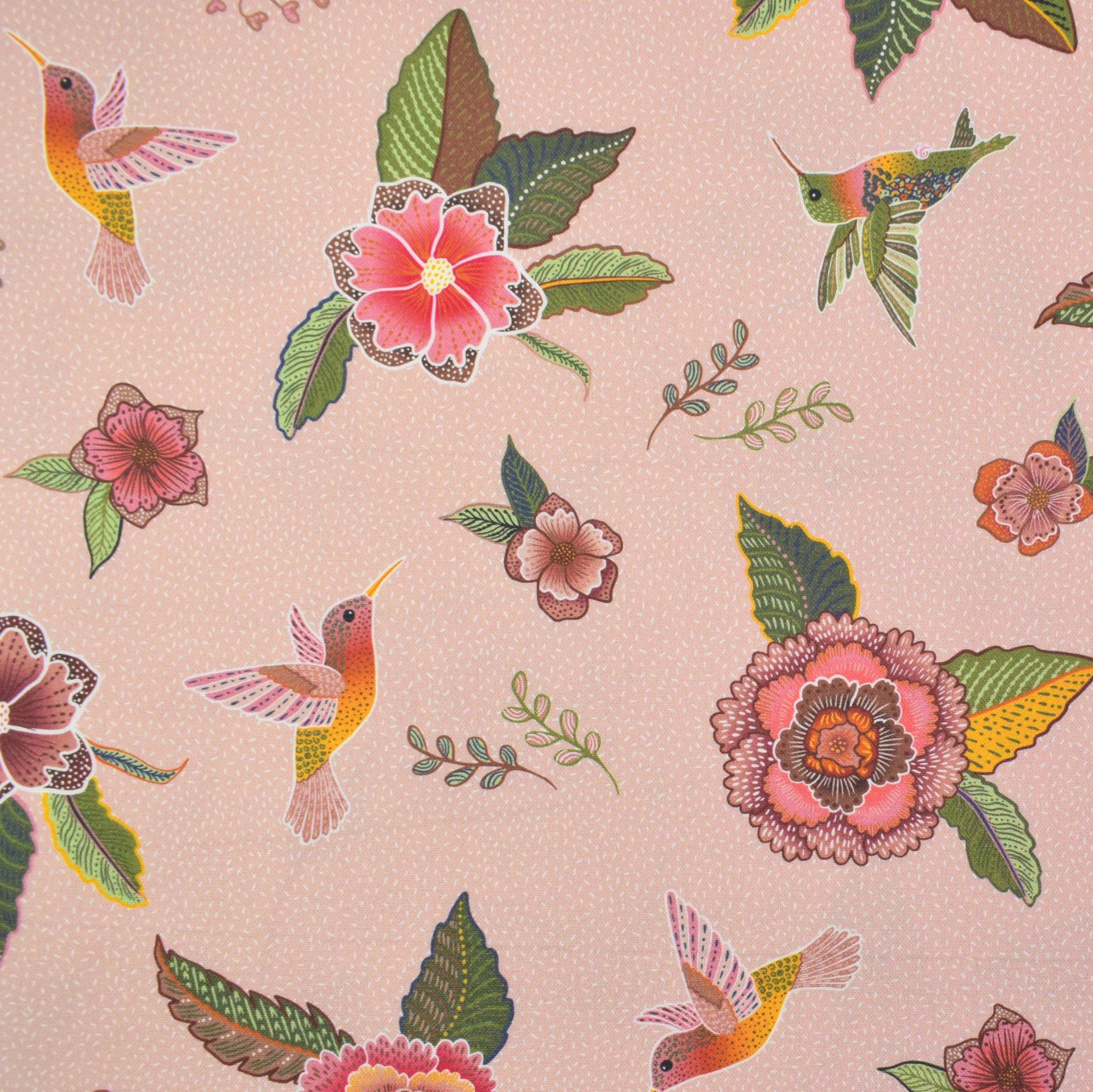 Dekostoff Halbpanama Floral Kolibri, altrosé Dekostoff Halbpanama Floral Kolibri, altrosé von Stoffe Hemmers