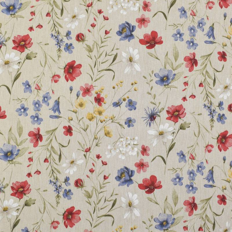 Dekostoff Halbpanama Flower Field, beige von Stoffe Hemmers