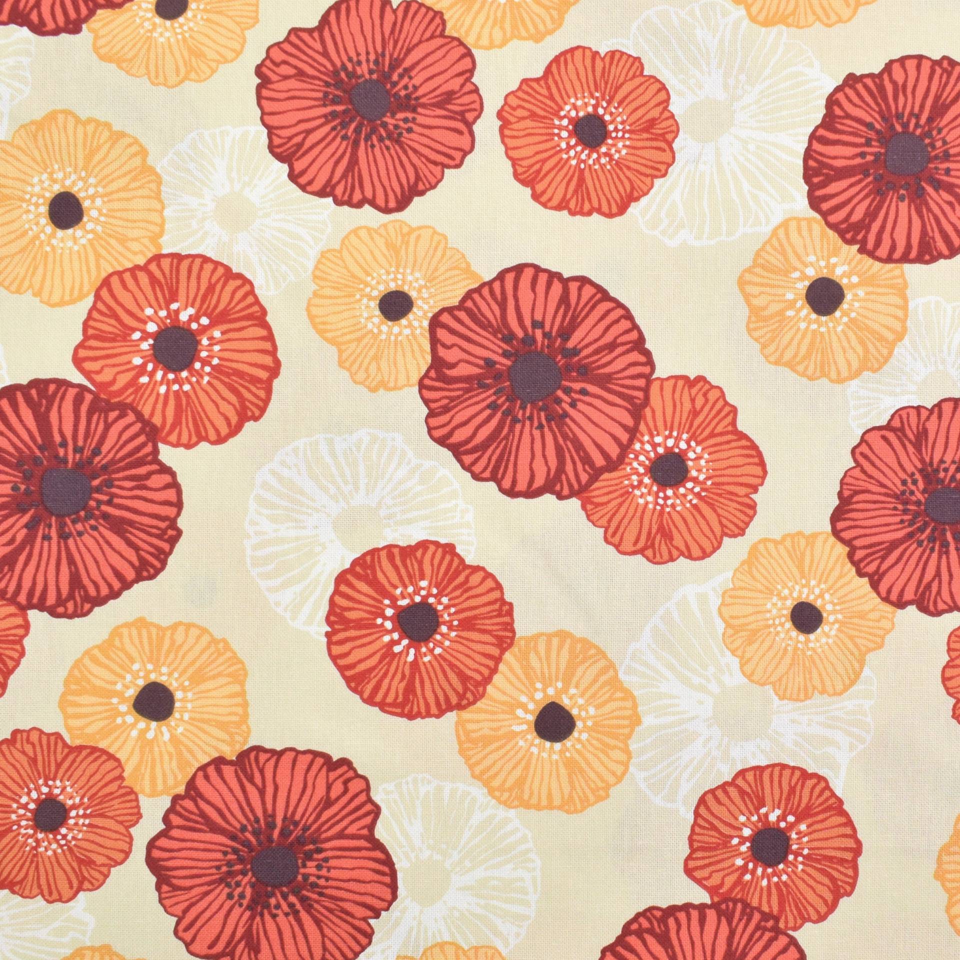Dekostoff Halbpanama Flower Joy, hellgelb von Stoffe Hemmers
