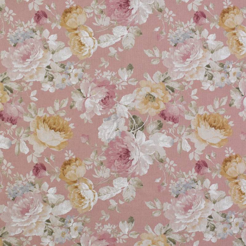 Dekostoff Halbpanama Flowers, altrosa von Stoffe Hemmers