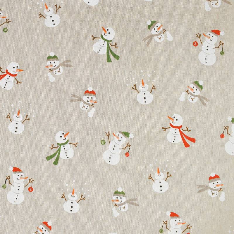 Dekostoff Halbpanama Happy Snowman von Stoffe Hemmers