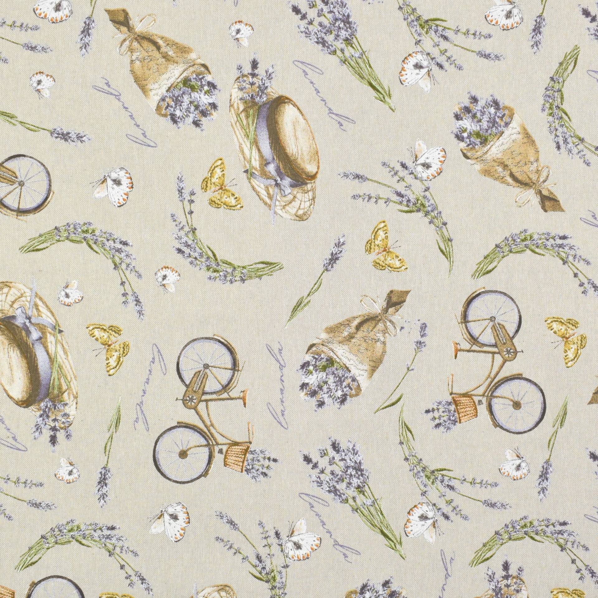 Dekostoff Halbpanama Lavanda, beige von Stoffe Hemmers