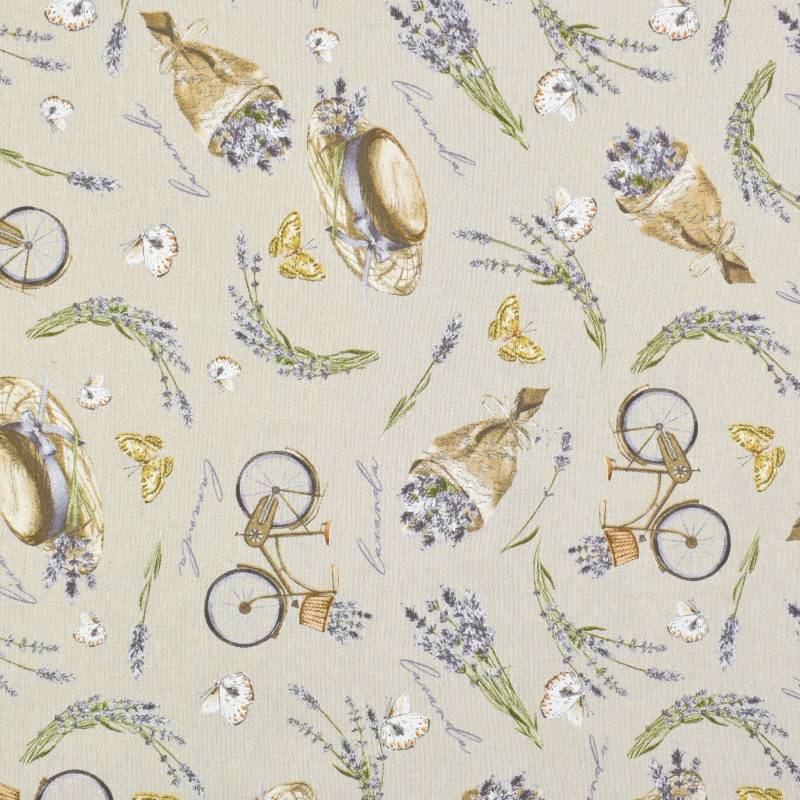 Dekostoff Halbpanama Lavanda, beige von Stoffe Hemmers