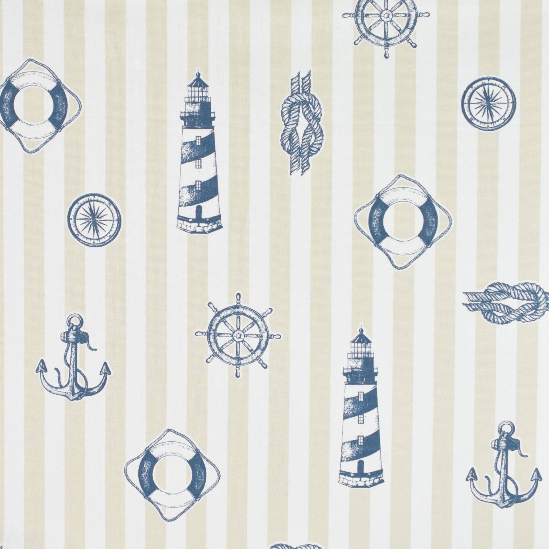 Dekostoff Halbpanama Lighthouse Stripes, wollweiß von Stoffe Hemmers