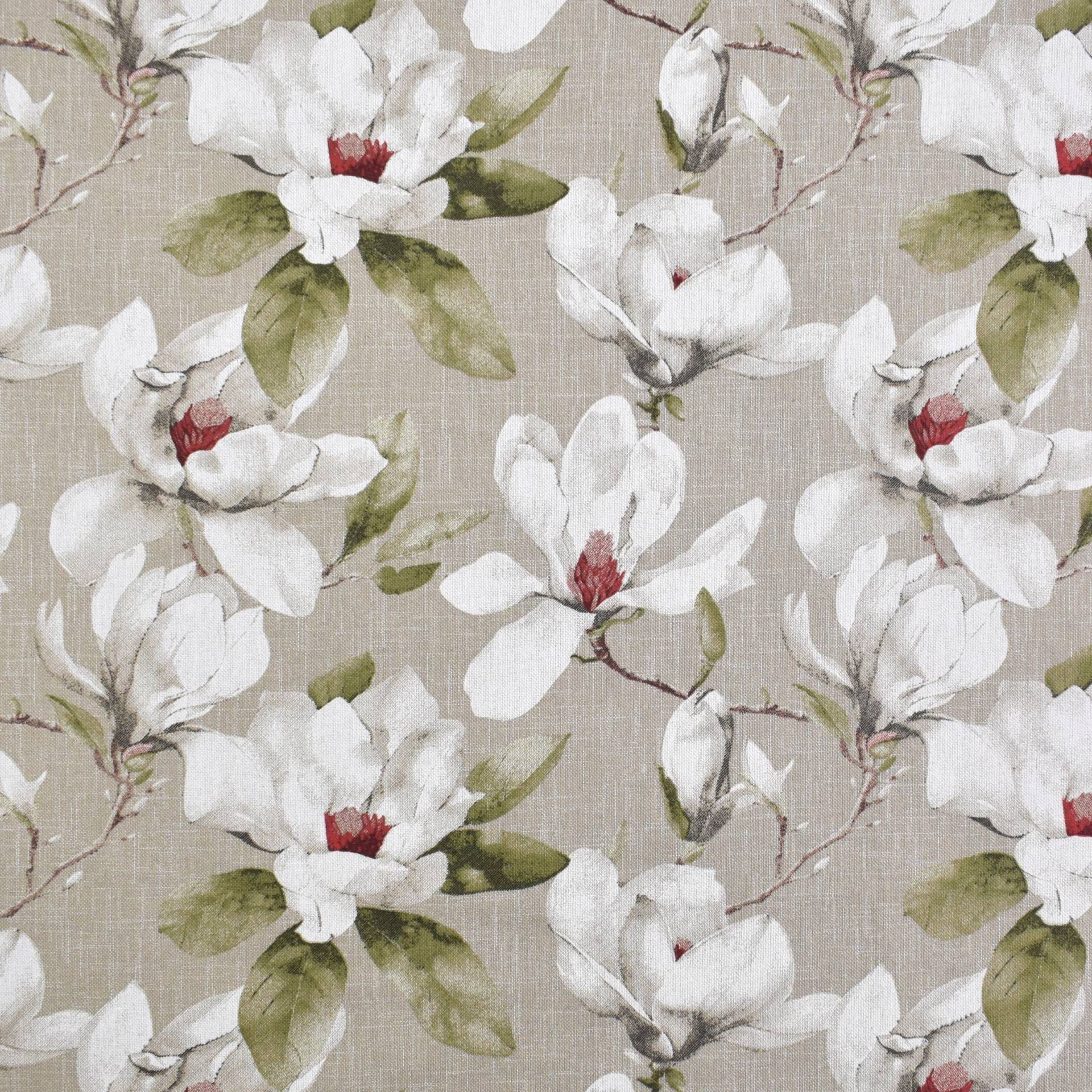 Dekostoff Halbpanama Magnolien, beige von Stoffe Hemmers