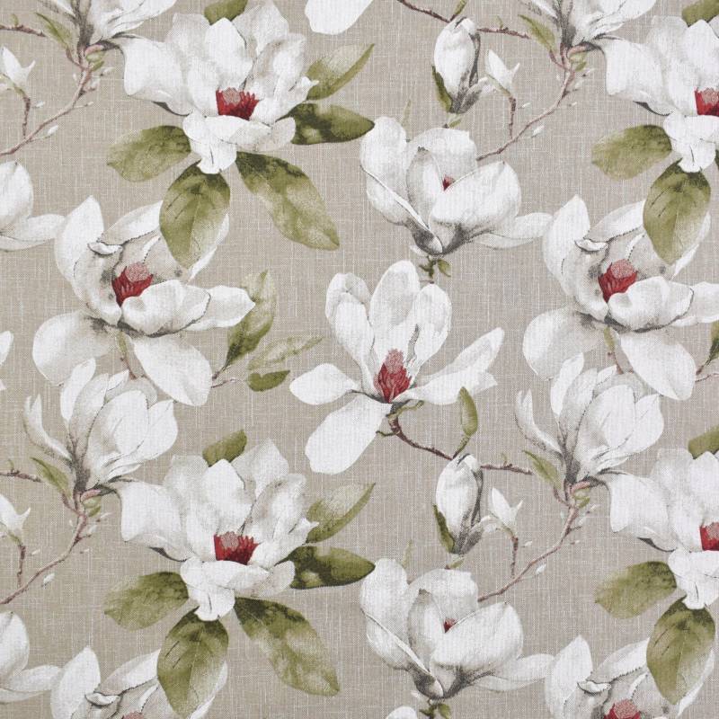Dekostoff Halbpanama Magnolien, beige von Stoffe Hemmers