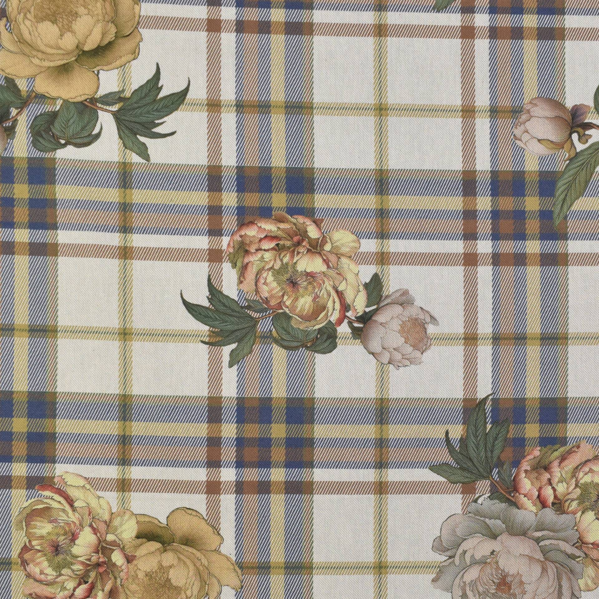 Dekostoff Halbpanama Peony Check von Stoffe Hemmers