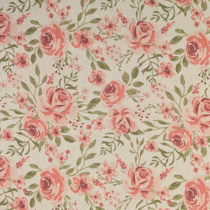 Dekostoff Halbpanama Rosen, beige von Stoffe Hemmers