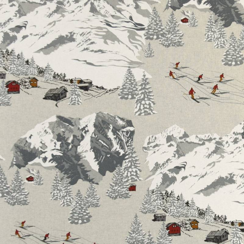 Dekostoff Toile Savoie Ski Resort, hellbeige von Stoffe Hemmers