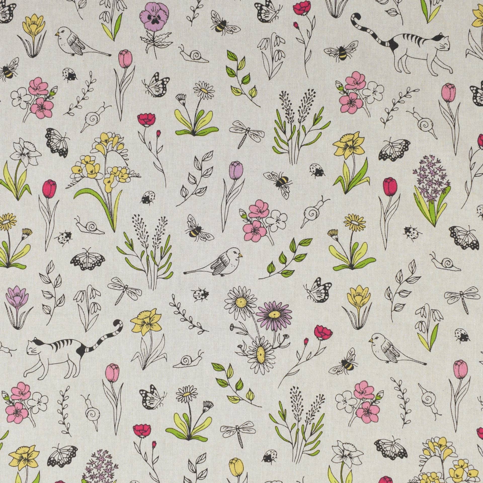 Dekostoff Halbpanama Spring Time von Stoffe Hemmers