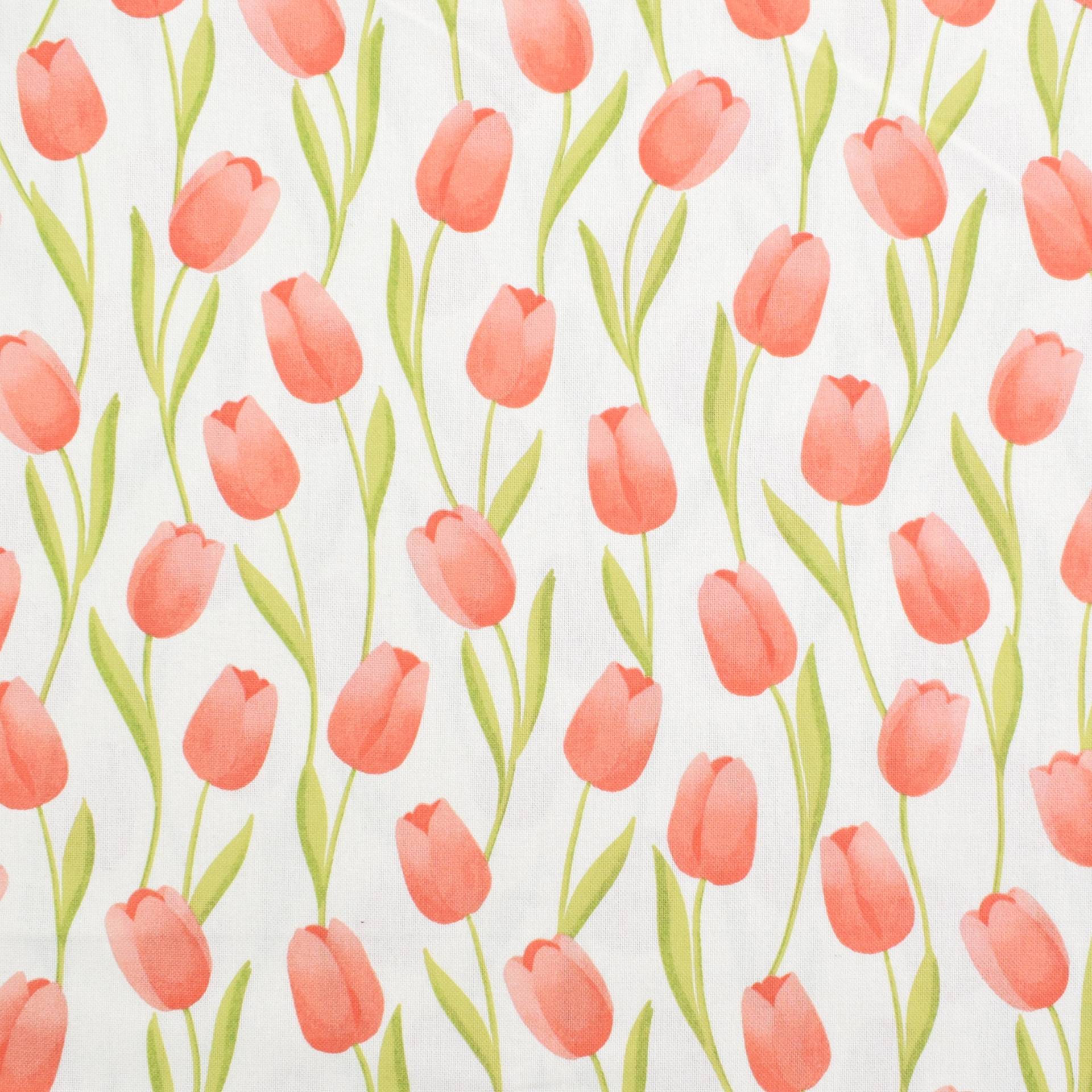 Dekostoff Halbpanama Tulpen, wollweiß von Stoffe Hemmers