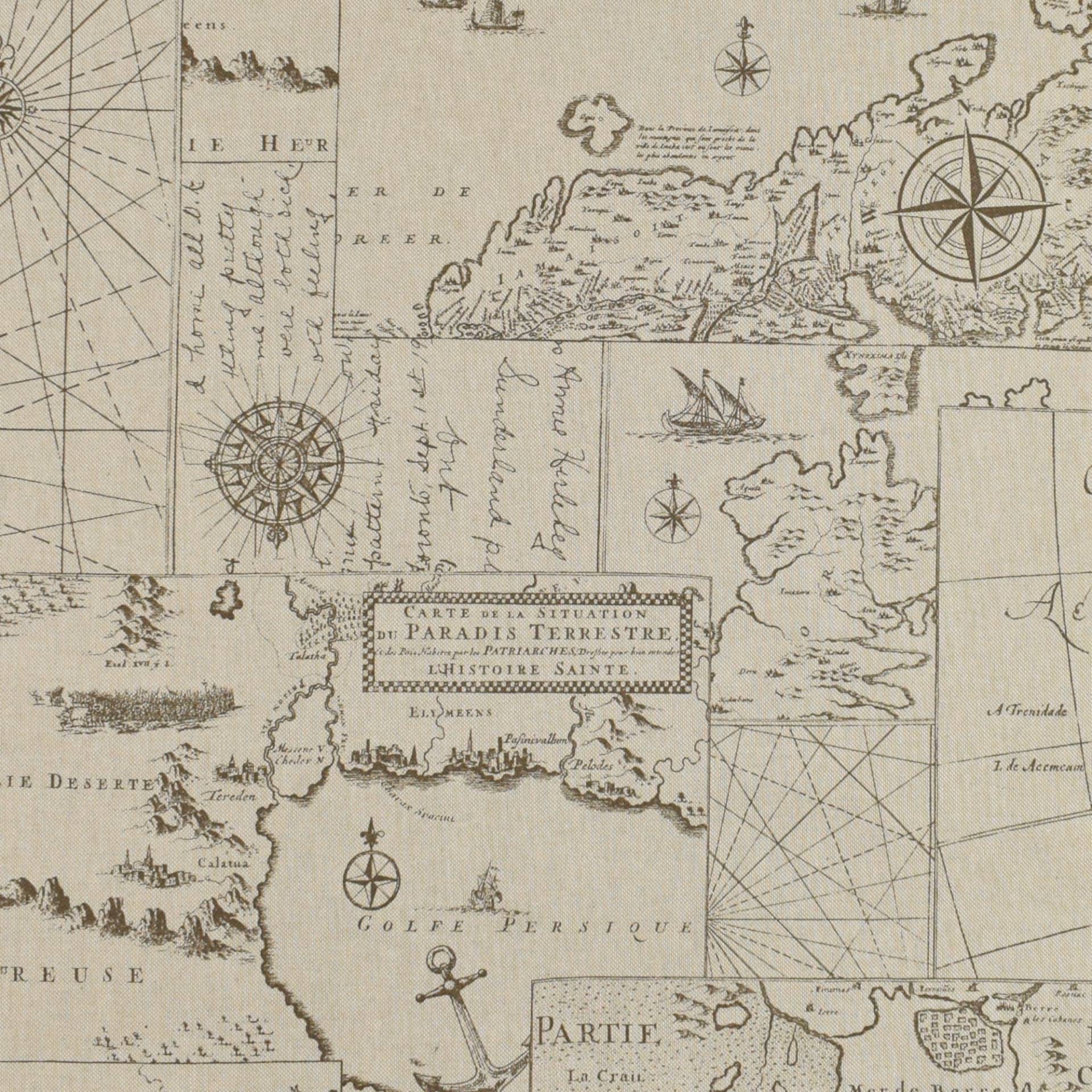 Dekostoff Halbpanama Vintage World Map von Stoffe Hemmers