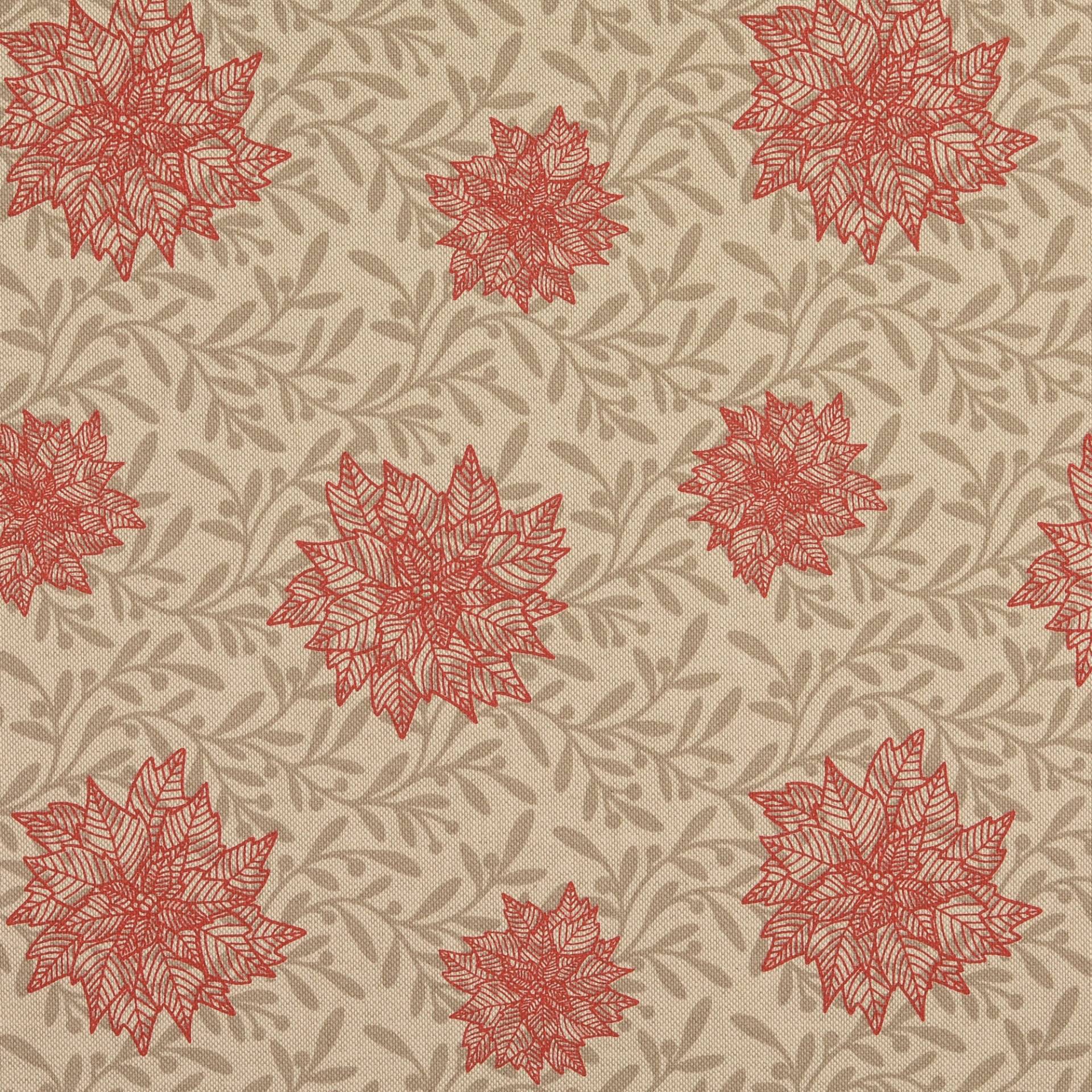 Dekostoff Halbpanama Weihnachtsstern, beige von Stoffe Hemmers