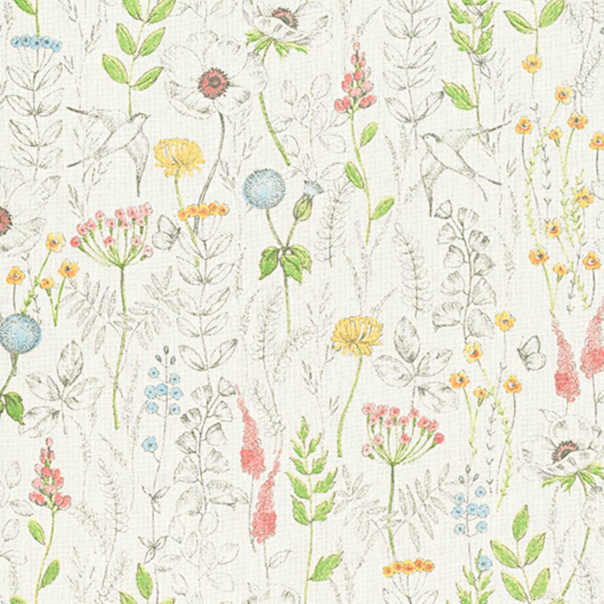 Dekostoff Halbpanama Wildblumen, wollweiß Dekostoff Halbpanama Wildblumen, wollweiß von Stoffe Hemmers