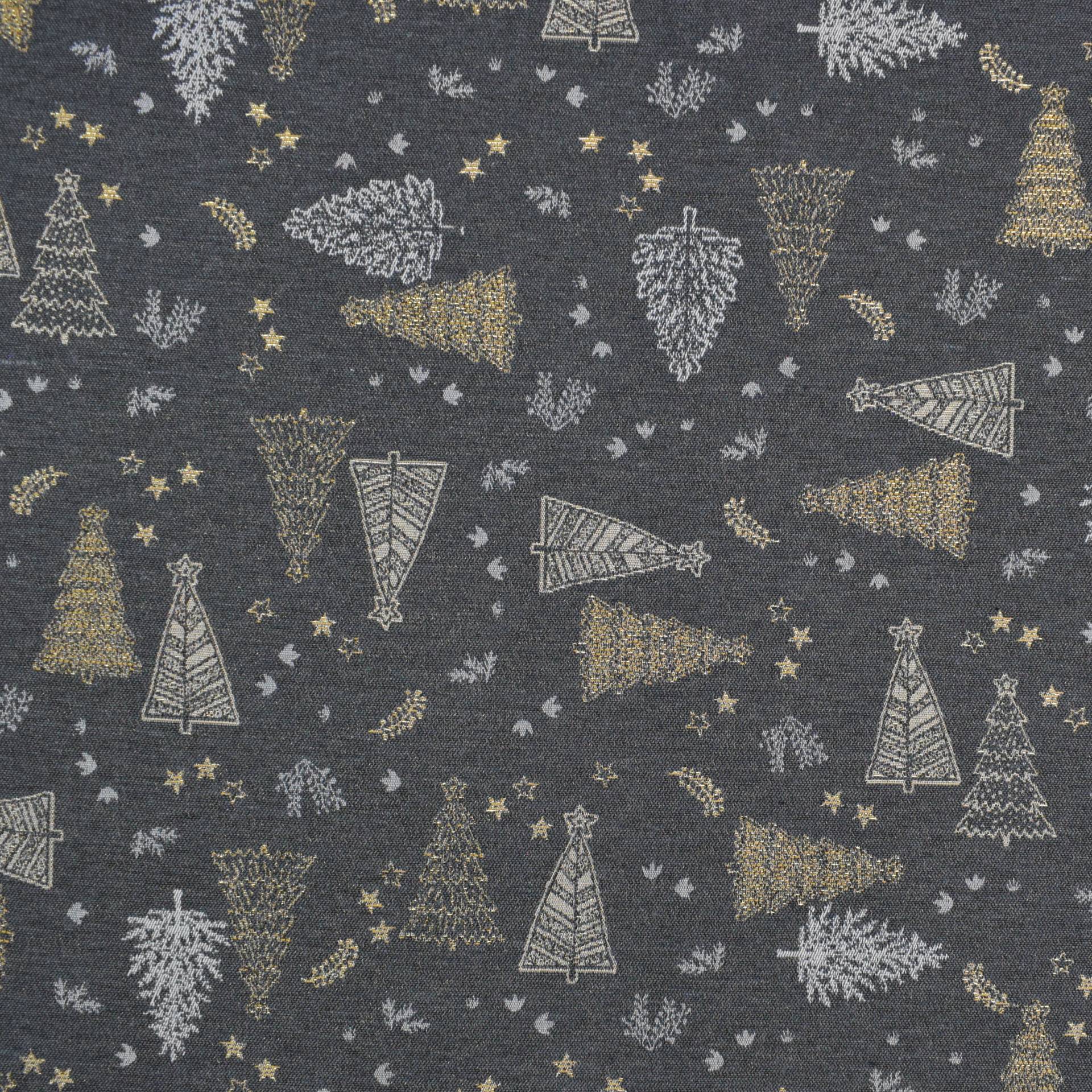 Dekostoff Jacquard Christmas Tree, grau von Stoffe Hemmers