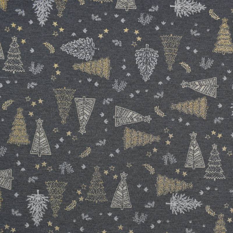 Dekostoff Jacquard Christmas Tree, grau von Stoffe Hemmers
