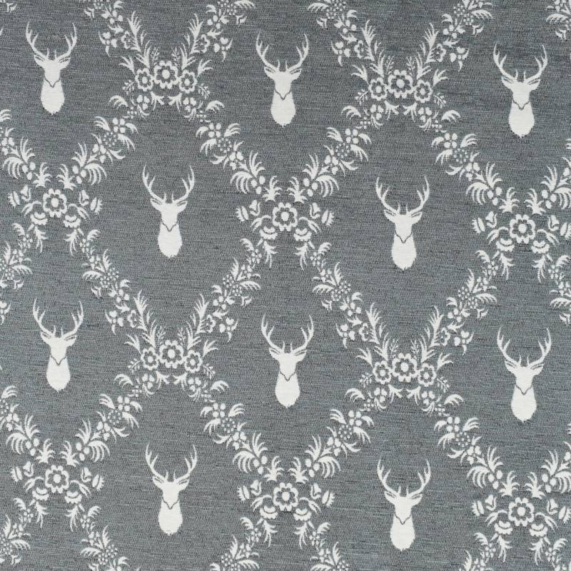 Dekostoff Jacquard Doubleface Hirsche, grau von Stoffe Hemmers