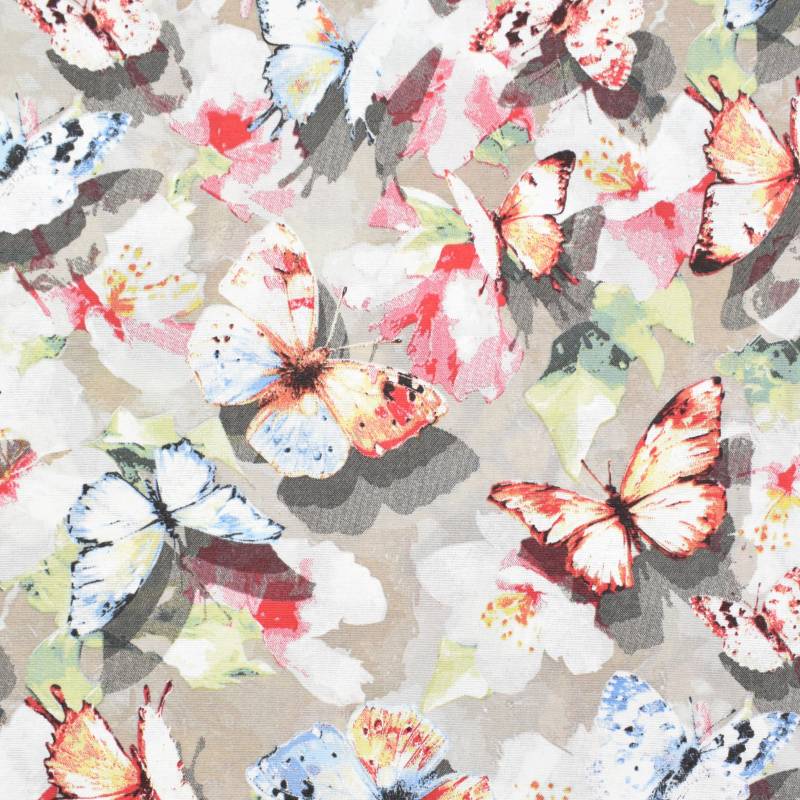Dekostoff Ottoman Butterflies, beige von Stoffe Hemmers