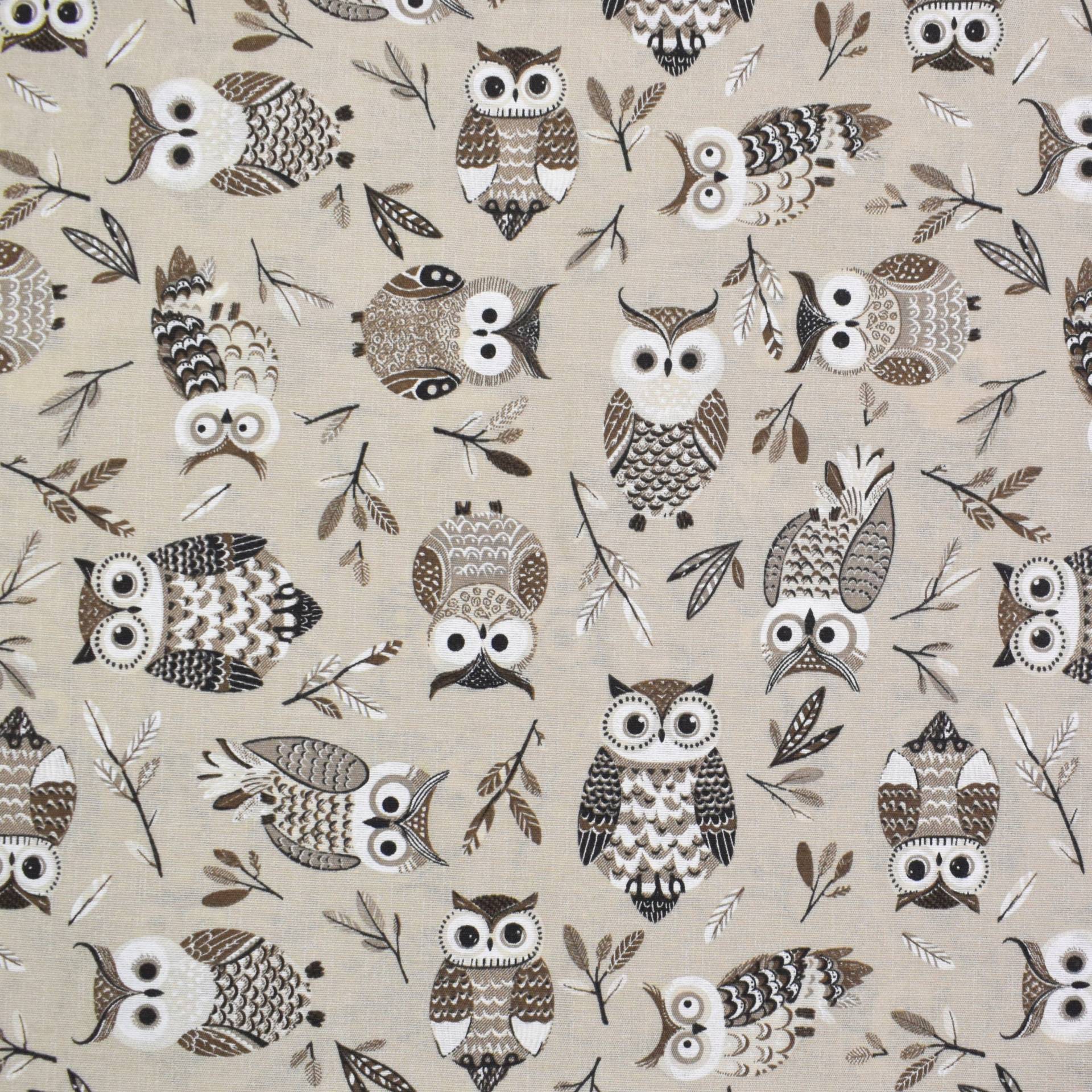 Dekostoff Ottoman Eulen, beige von Stoffe Hemmers