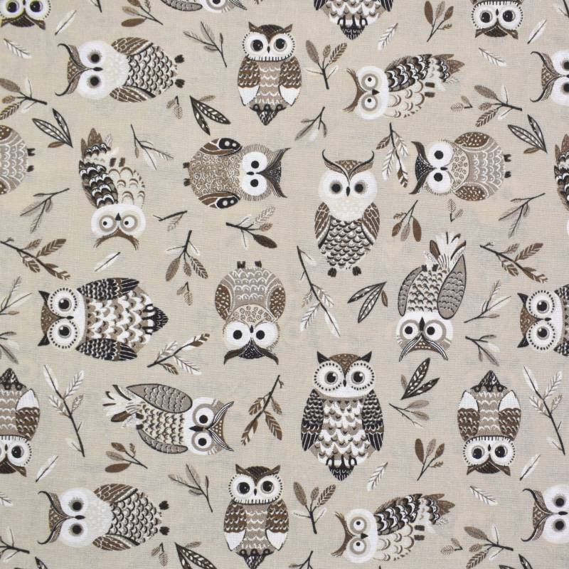Dekostoff Ottoman Eulen, beige von Stoffe Hemmers