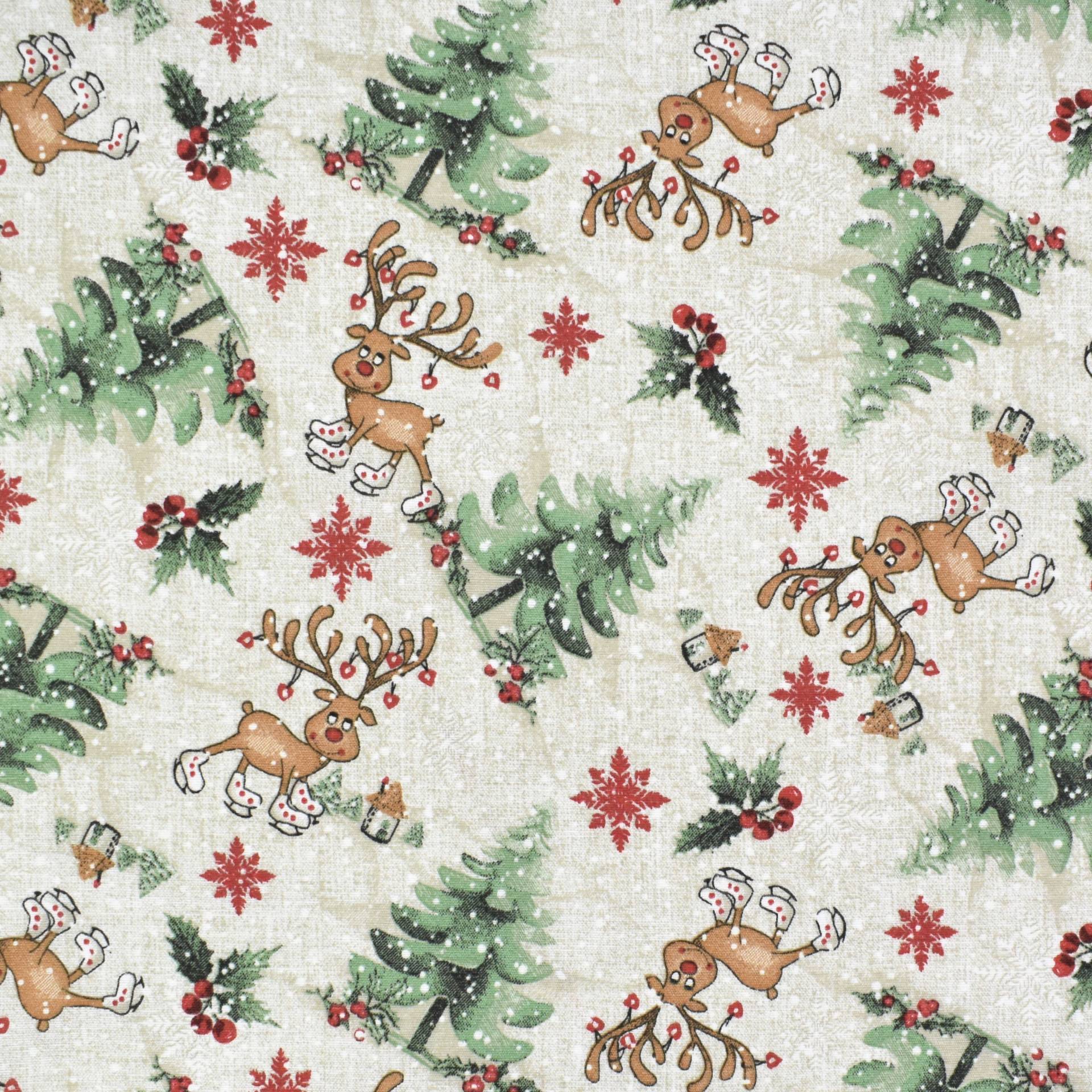 Dekostoff Ottoman Funny Reindeer, beige Dekostoff Ottoman Funny Reindeer, beige von Stoffe Hemmers