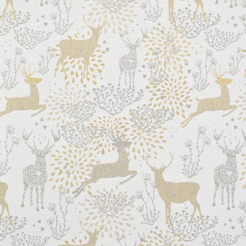 Dekostoff Ottoman Golden Reindeer, beige von Stoffe Hemmers