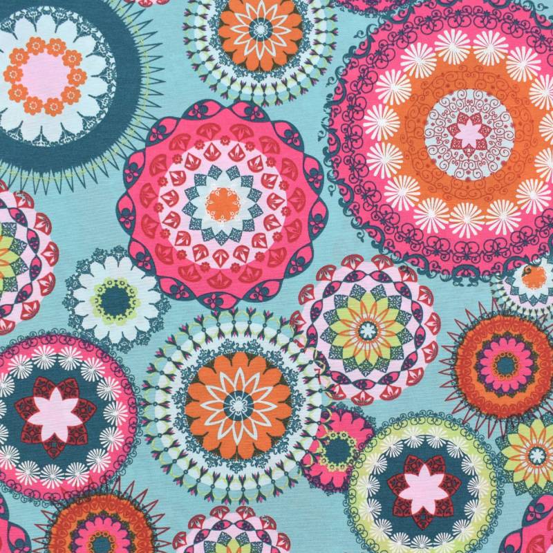 Dekostoff Ottoman Mandala, türkis von Stoffe Hemmers