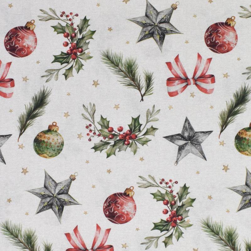 Dekostoff Ottoman Merry X-Mas, beige von Stoffe Hemmers