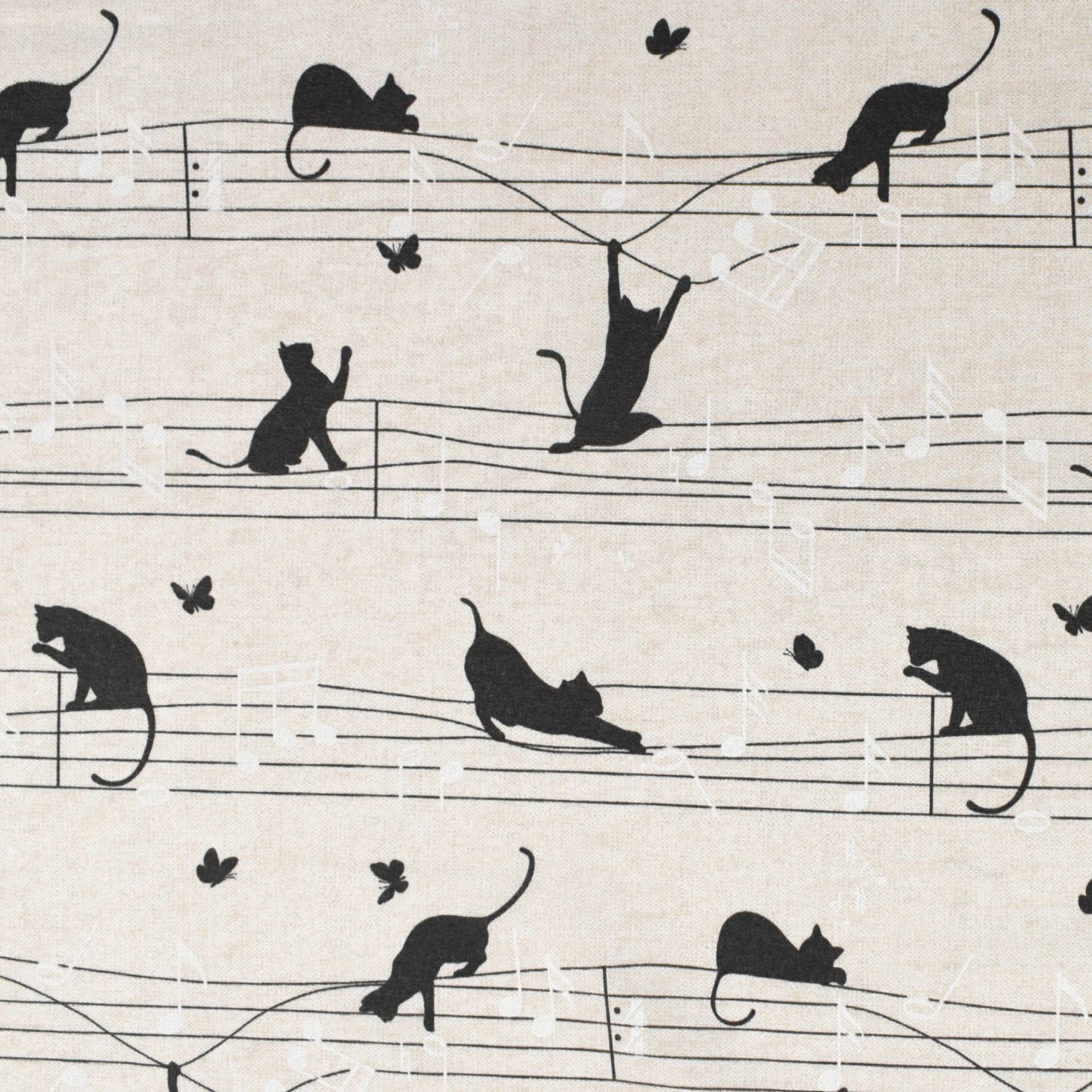 Dekostoff Ottoman Music Cats, beige von Stoffe Hemmers